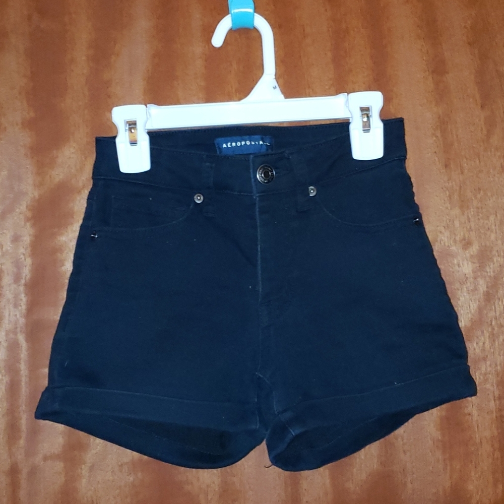 AERO High Waisted Black Midi Shorts